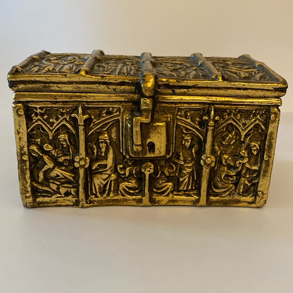 Antique-Style Gold Decorative Trinket Box